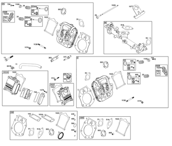 Cylinder Head Group Diagram and Parts List for 61E477-0015-J1 400000 - 699999 Briggs and Stratton Engine